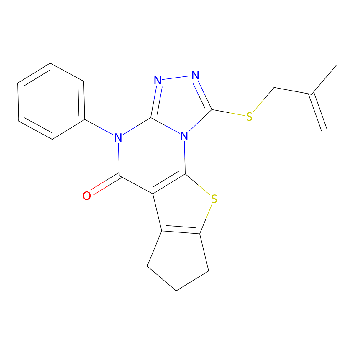 1-((2-methylallyl)thio)-4-phenyl-7,8-dihydro-4H-cyclopenta[4,5]thieno[3,2-e][1,2,4]triazolo[4,3-a]pyrimidin-5(6H)-one molecular structure, CAS 353762-66-0