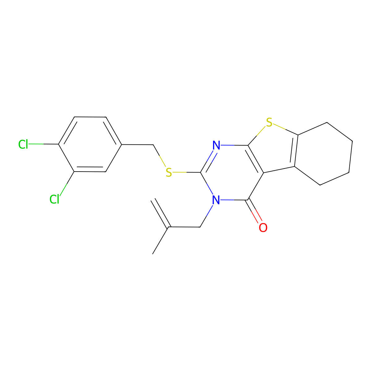 2-[(3,4-dichlorobenzyl)sulfanyl]-3-(2-methyl-2-propenyl)-5,6,7,8-tetrahydro[1]benzothieno[2,3-d]pyrimidin-4(3H)-one molecular structure, CAS 353762-75-1