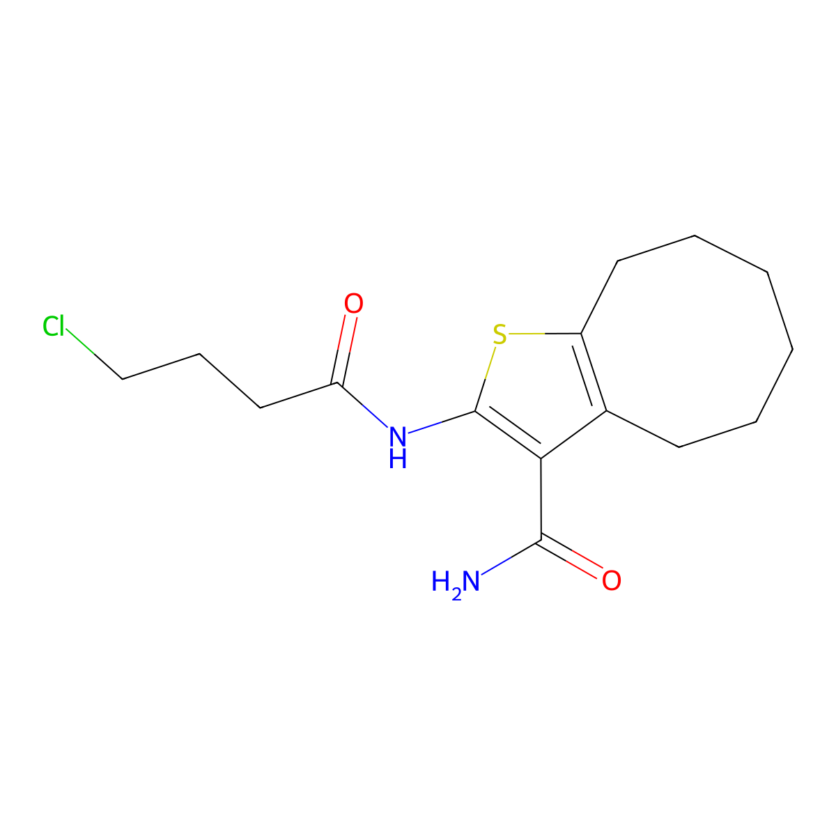 2-[(4-Chlorobutanoyl)amino]-4,5,6,7,8,9-hexahydrocycloocta[b]thiophene-3-carboxamide molecular structure, CAS 353764-53-1