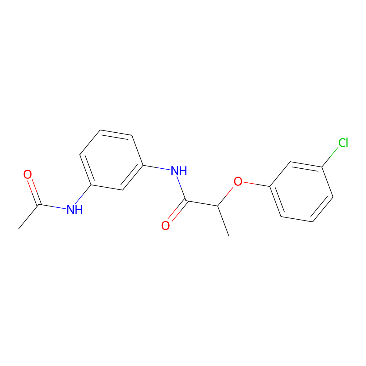 N-[3-(acetylamino)phenyl]-2-(3-chlorophenoxy)propanamide molecular structure, CAS 353764-56-4