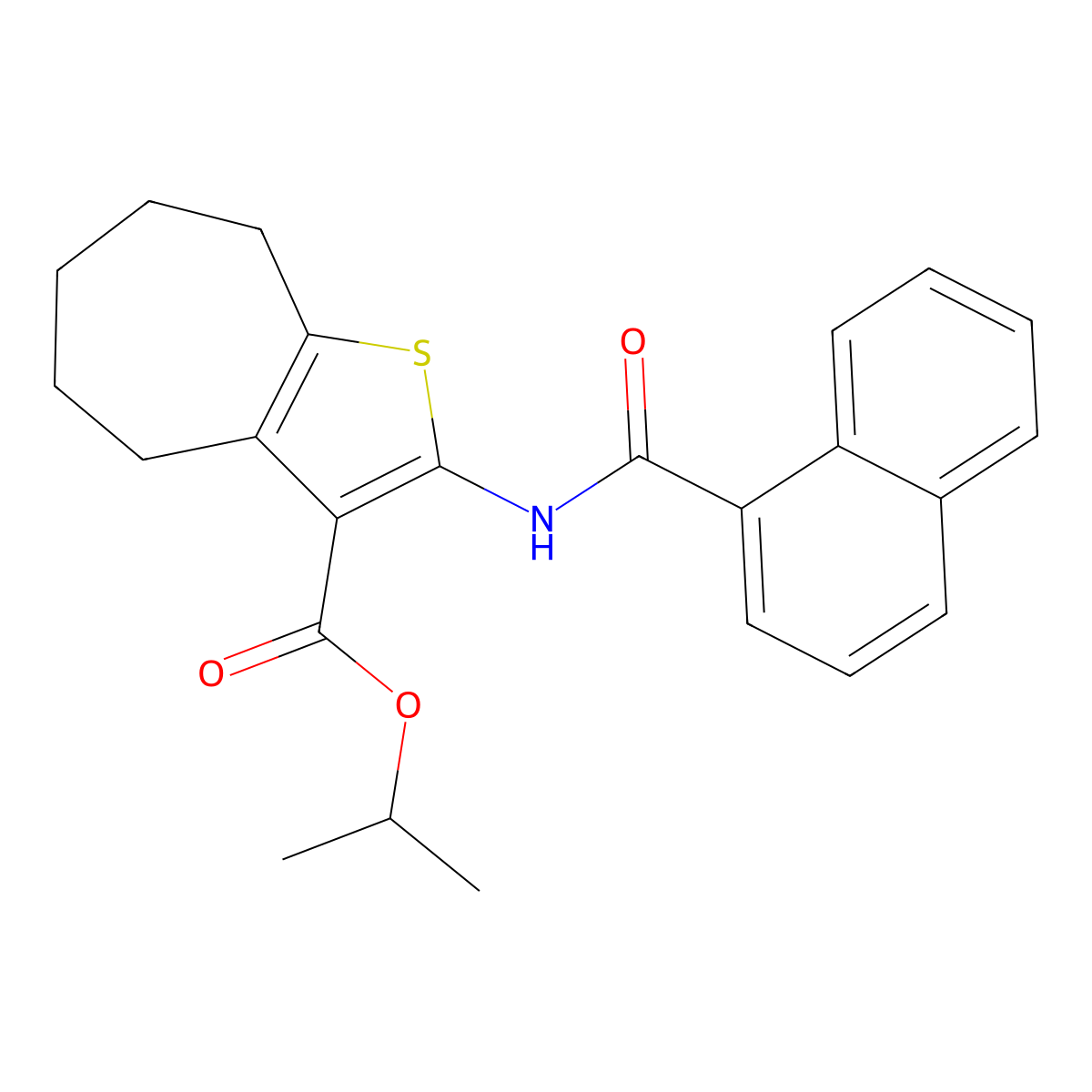 isopropyl 2-(1-naphthoylamino)-5,6,7,8-tetrahydro-4H-cyclohepta[b]thiophene-3-carboxylate molecular structure, CAS 353764-68-8