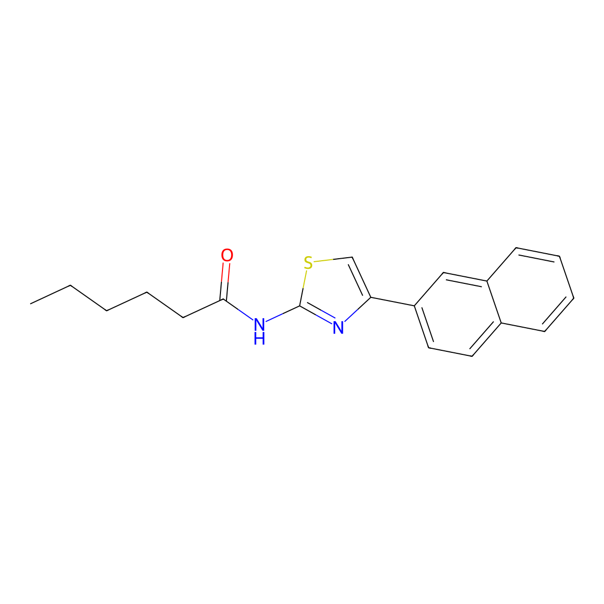 N-(4-naphthalen-2-yl-1,3-thiazol-2-yl)hexanamide molecular structure, CAS 353764-73-5