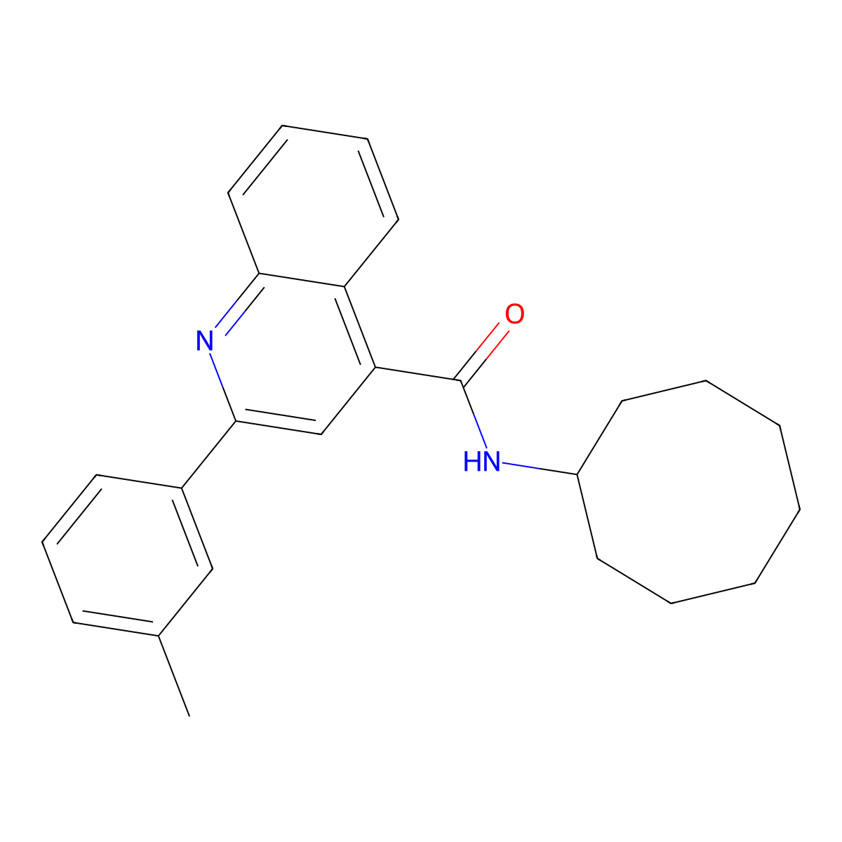 N-cyclooctyl-2-(3-methylphenyl)-4-quinolinecarboxamide molecular structure, CAS 353765-19-2