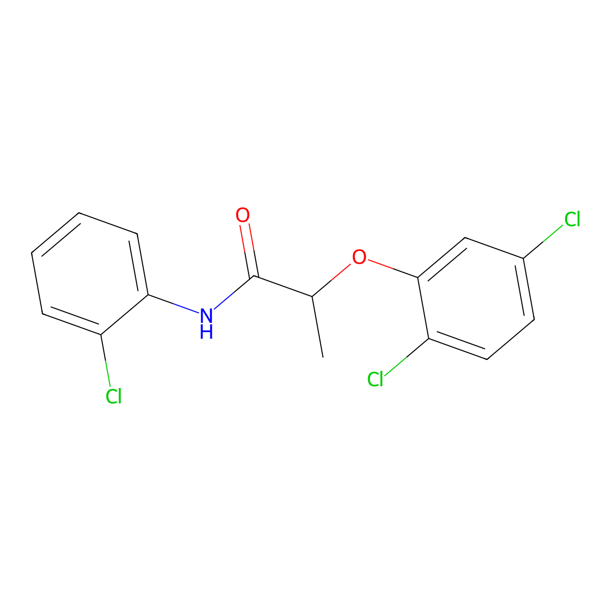 N-(2-chlorophenyl)-2-(2,5-dichlorophenoxy)propanamide molecular structure, CAS 353765-37-4