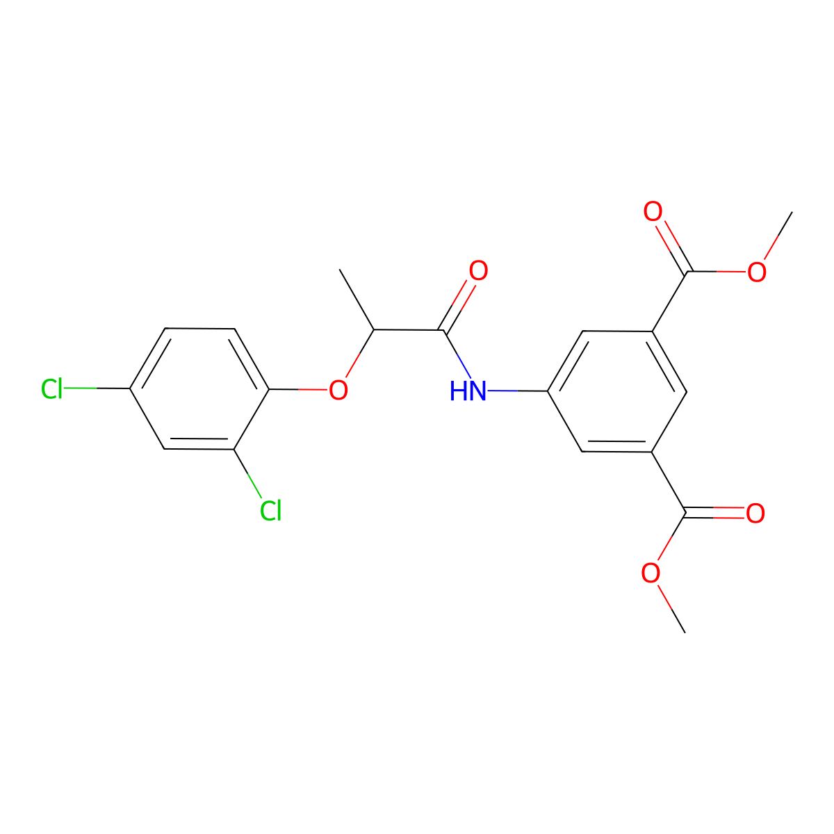 Dimethyl 5-{[2-(2,4-dichlorophenoxy)propanoyl]amino}isophthalate molecular structure, CAS 353765-63-6