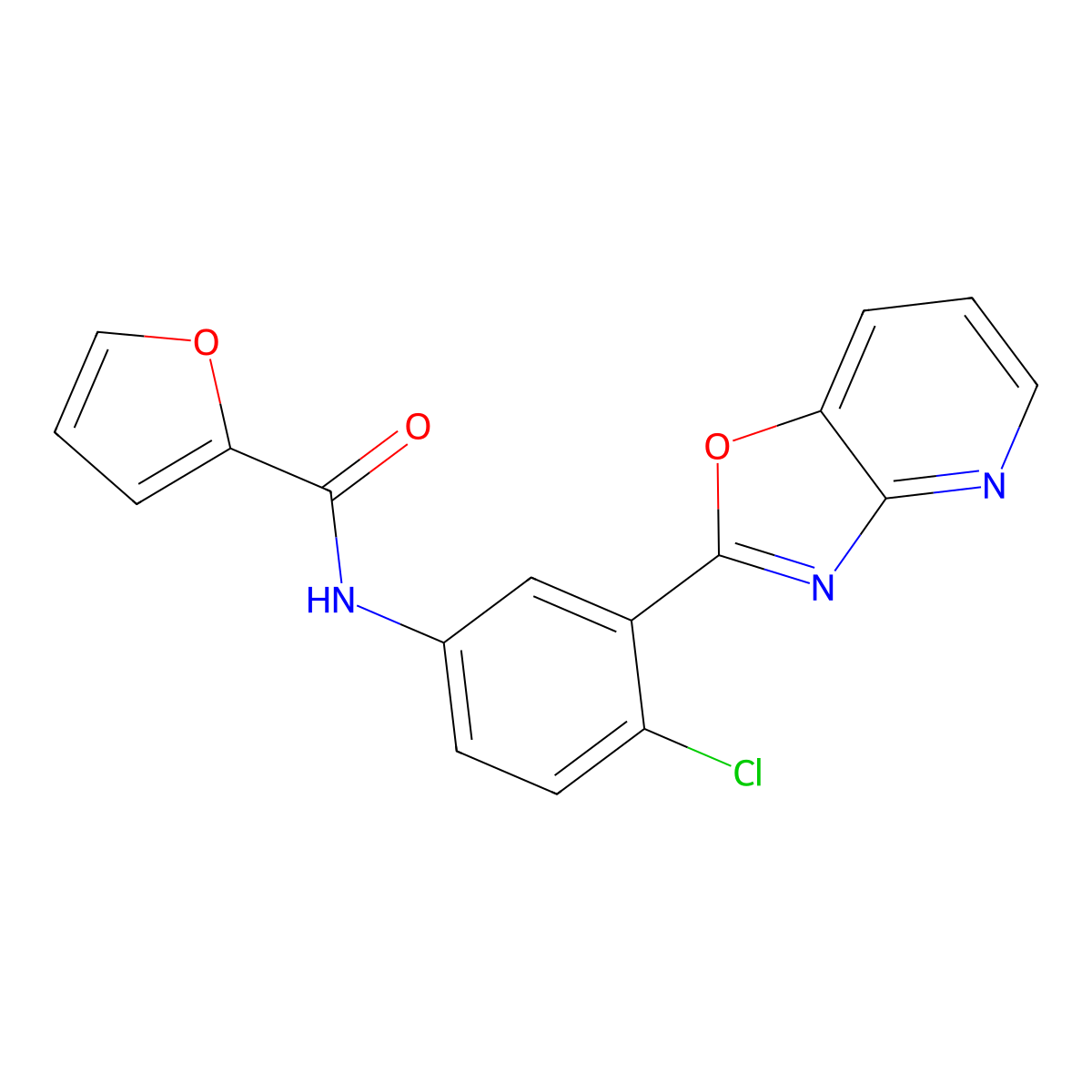 N-[4-chloro-3-([1,3]oxazolo[4,5-b]pyridin-2-yl)phenyl]furan-2-carboxamide molecular structure, CAS 353766-05-9
