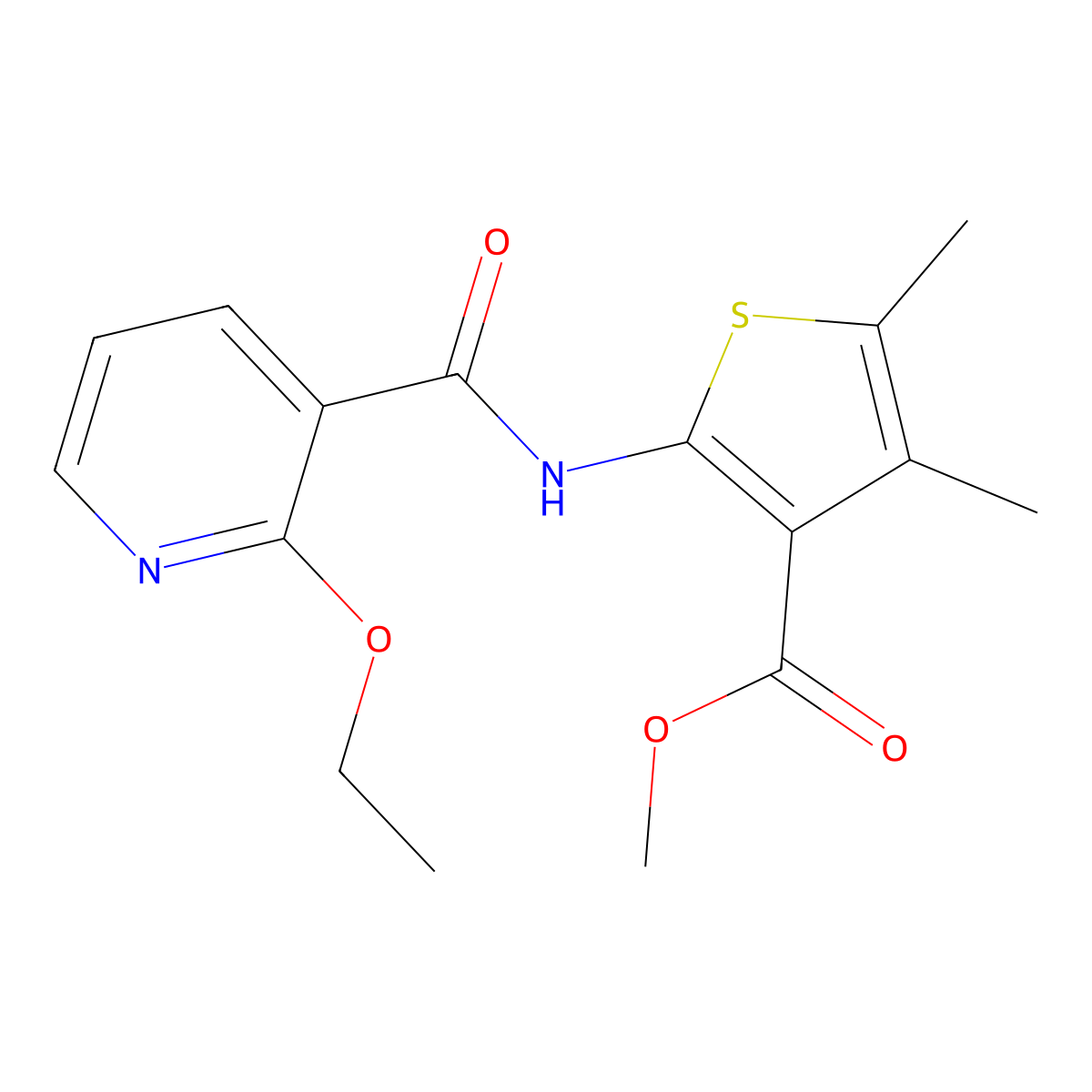 Methyl 2-[(2-ethoxypyridine-3-carbonyl)amino]-4,5-dimethylthiophene-3-carboxylate molecular structure, CAS 353766-09-3