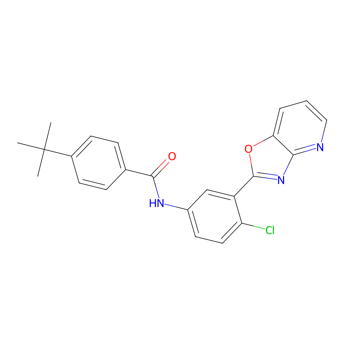 4-tert-butyl-N-(4-chloro-3-[1,3]oxazolo[4,5-b]pyridin-2-ylphenyl)benzamide molecular structure, CAS 353766-21-9