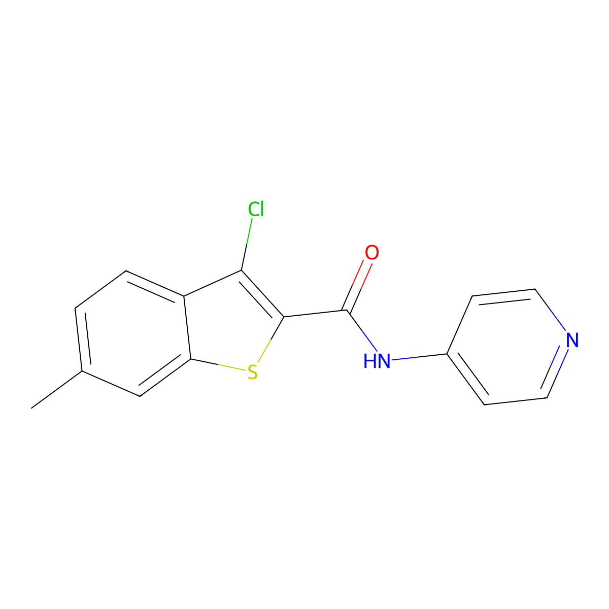 3-chloro-6-methyl-N-(4-pyridinyl)-1-benzothiophene-2-carboxamide molecular structure, CAS 353766-32-2