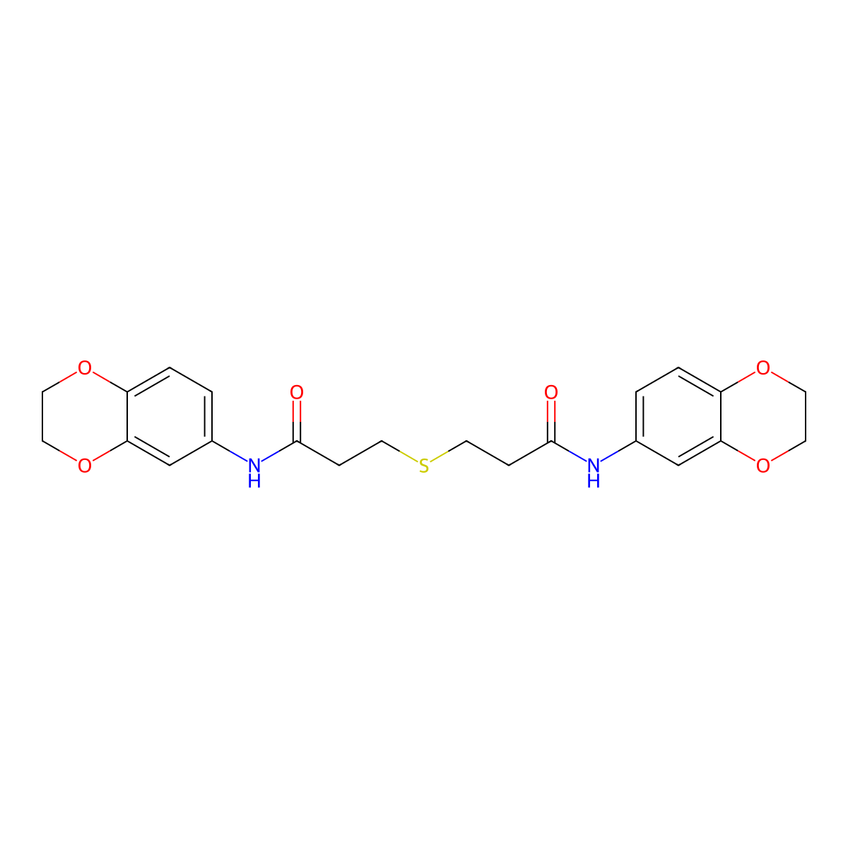 N-(2,3-dihydro-1,4-benzodioxin-6-yl)-3-[3-(2,3-dihydro-1,4-benzodioxin-6-ylamino)-3-oxopropyl]sulfanylpropanamide molecular structure, CAS 353766-35-5