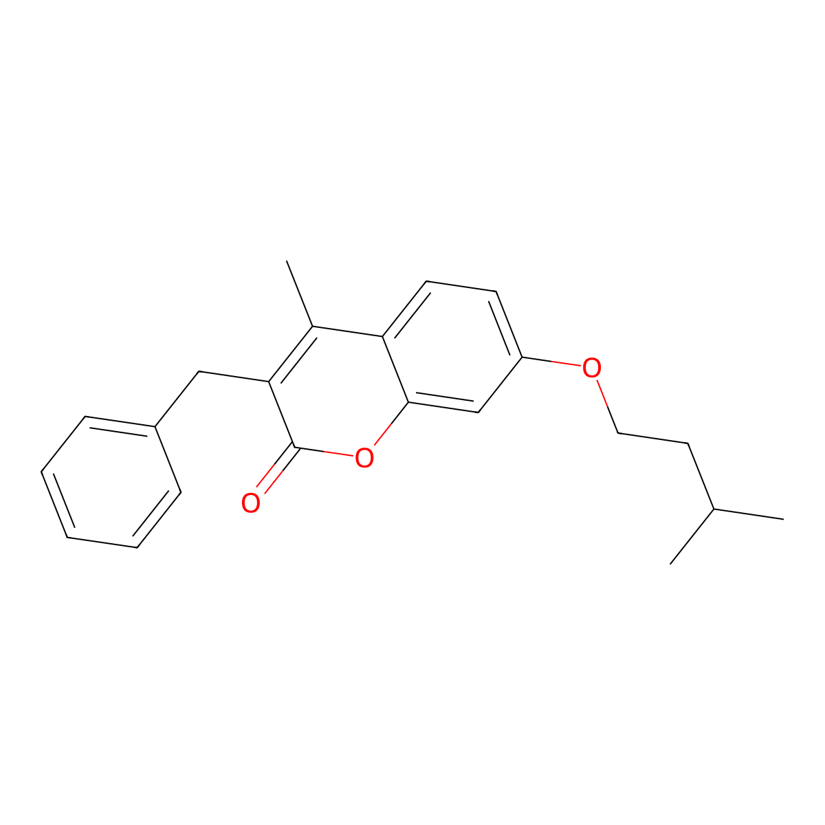 3-Benzyl-4-methyl-7-(3-methylbutoxy)chromen-2-one molecular structure, CAS 353766-52-6