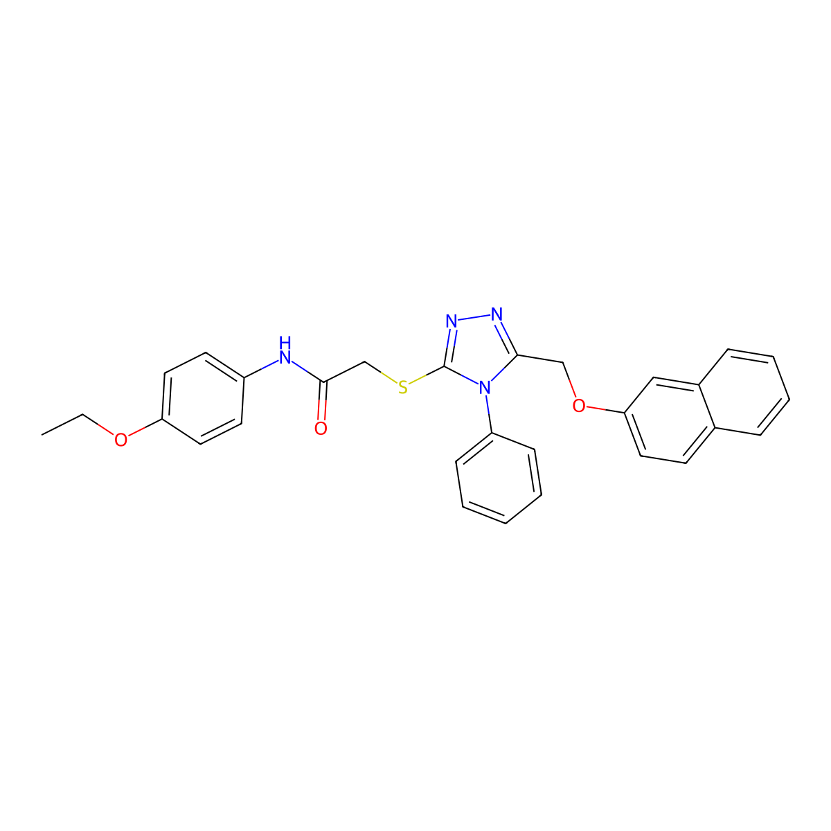 N-(4-ethoxyphenyl)-2-[[5-(naphthalen-2-yloxymethyl)-4-phenyl-1,2,4-triazol-3-yl]sulfanyl]acetamide molecular structure, CAS 353766-92-4