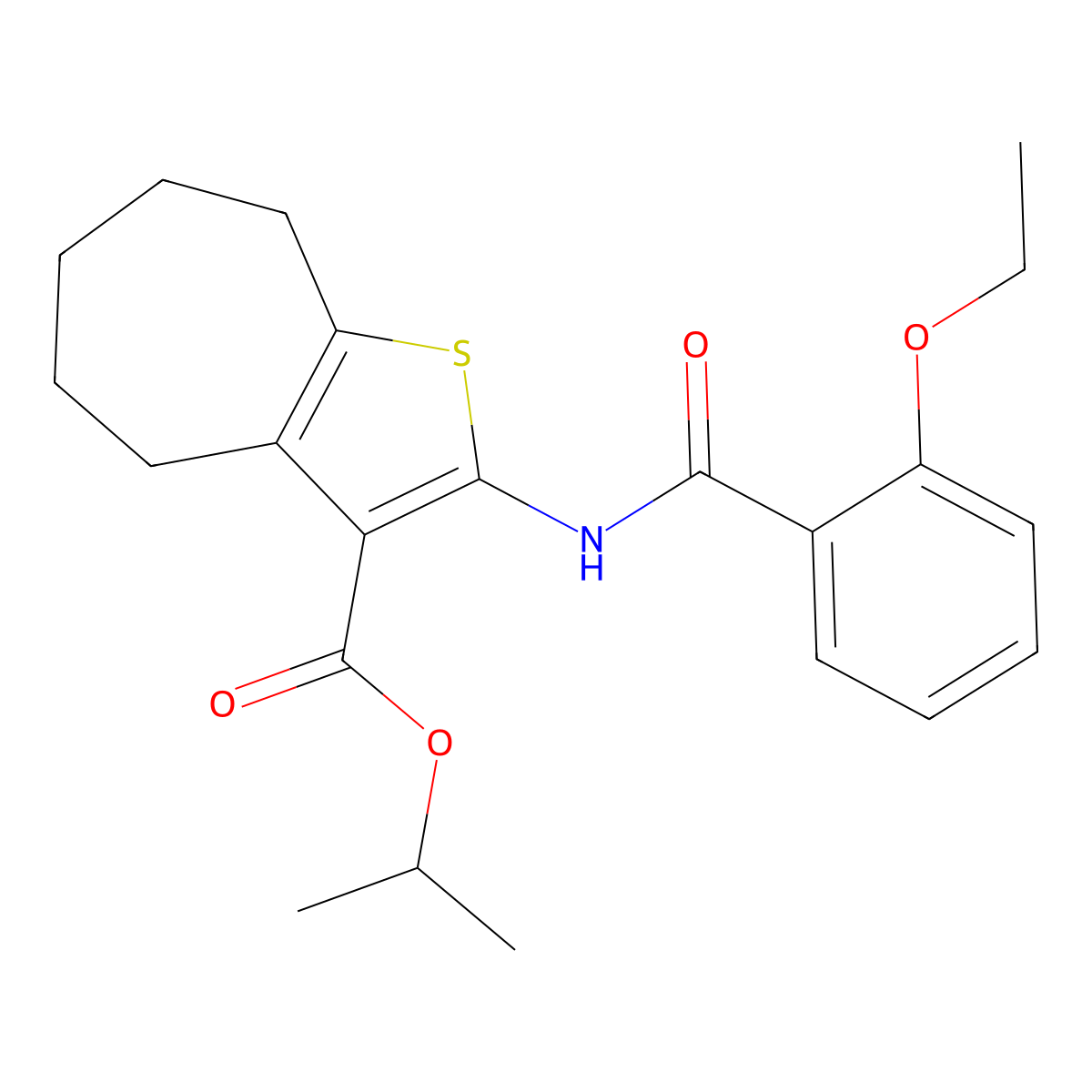 isopropyl 2-[(2-ethoxybenzoyl)amino]-5,6,7,8-tetrahydro-4H-cyclohepta[b]thiophene-3-carboxylate molecular structure, CAS 353766-99-1