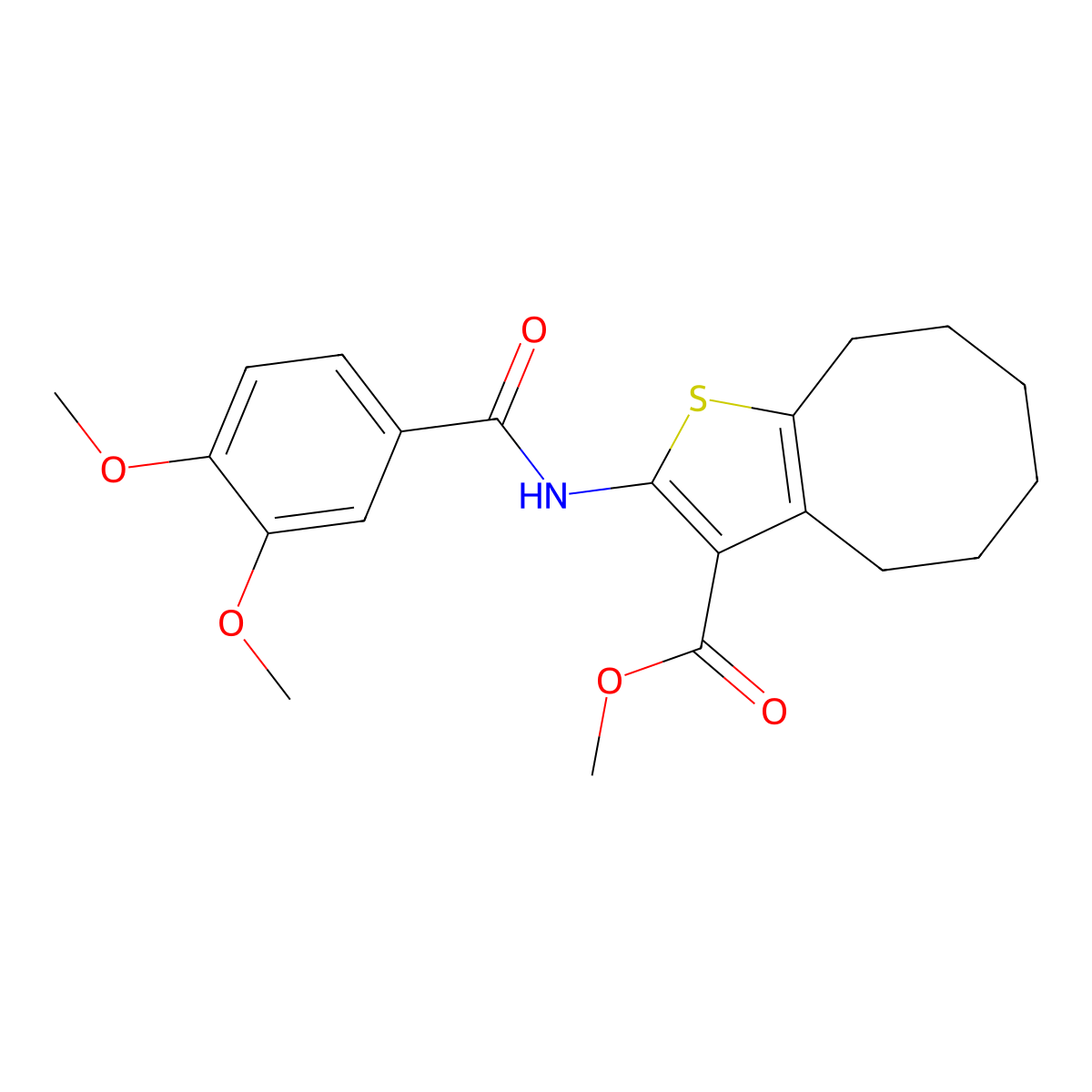 Methyl 2-[(3,4-dimethoxybenzoyl)amino]-4,5,6,7,8,9-hexahydrocycloocta[b]thiophene-3-carboxylate molecular structure, CAS 353767-18-7