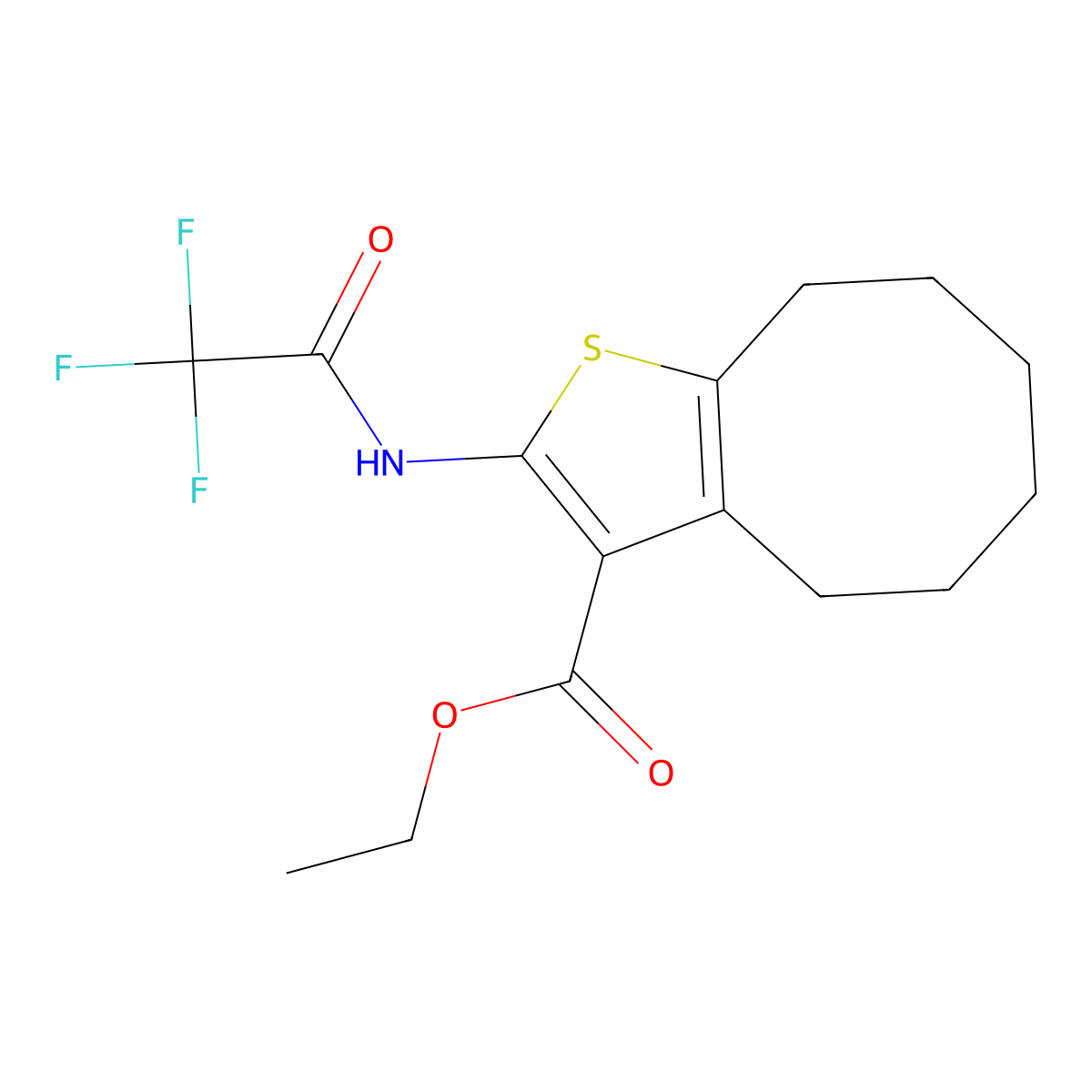 Ethyl 2-[(trifluoroacetyl)amino]-4,5,6,7,8,9-hexahydrocycloocta[b]thiophene-3-carboxylate molecular structure, CAS 353767-40-5