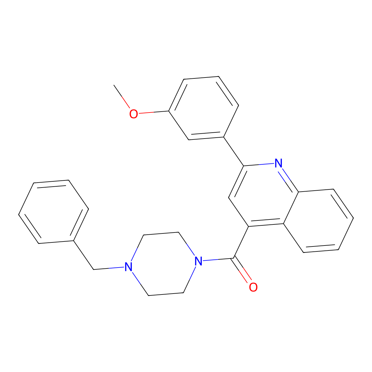(4-Benzylpiperazin-1-yl)-[2-(3-methoxyphenyl)quinolin-4-yl]methanone molecular structure, CAS 353767-41-6