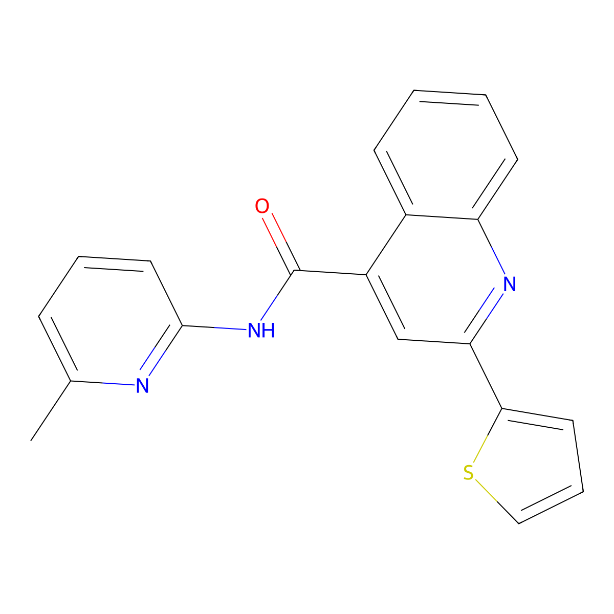 N-(6-methylpyridin-2-yl)-2-thiophen-2-ylquinoline-4-carboxamide molecular structure, CAS 353767-43-8
