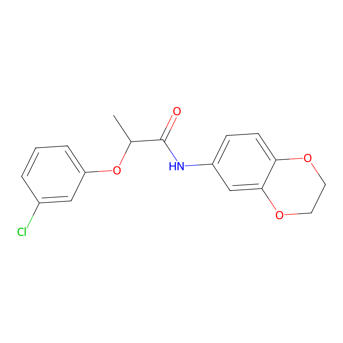 2-(3-chlorophenoxy)-N-(2,3-dihydro-1,4-benzodioxin-6-yl)propanamide molecular structure, CAS 353767-58-5