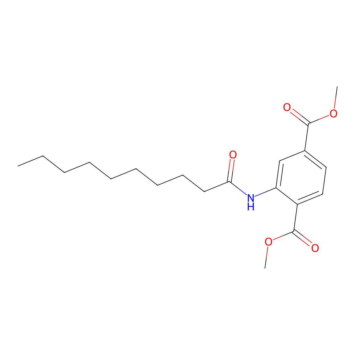 Dimethyl 2-(decanoylamino)terephthalate molecular structure, CAS 353767-81-4