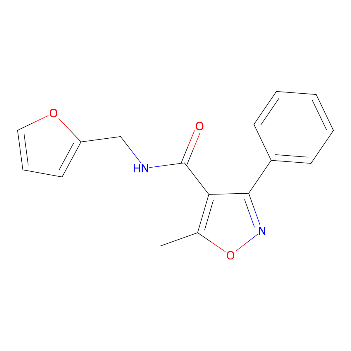 N-(furan-2-ylmethyl)-5-methyl-3-phenyl-1,2-oxazole-4-carboxamide molecular structure, CAS 353767-97-2