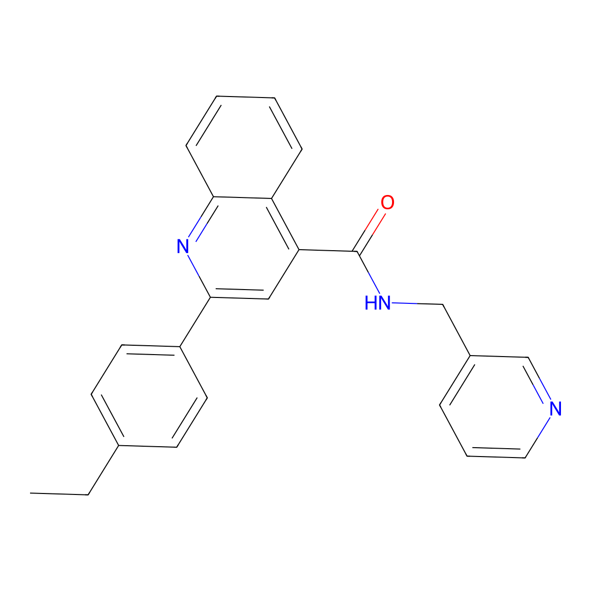 2-(4-ethylphenyl)-N-(pyridin-3-ylmethyl)quinoline-4-carboxamide molecular structure, CAS 353768-16-8