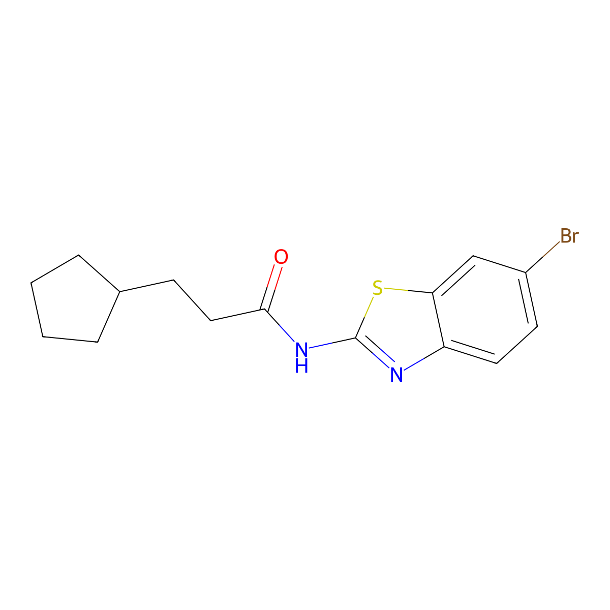 N-(6-bromo-1,3-benzothiazol-2-yl)-3-cyclopentylpropanamide molecular structure, CAS 353768-29-3