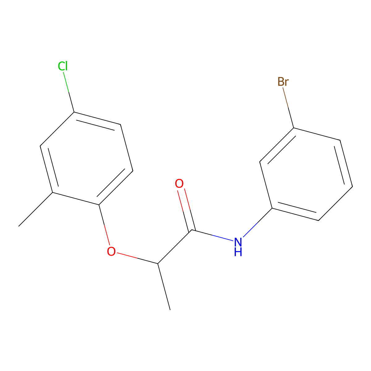 N-(3-bromophenyl)-2-(4-chloro-2-methylphenoxy)propanamide molecular structure, CAS 353768-36-2