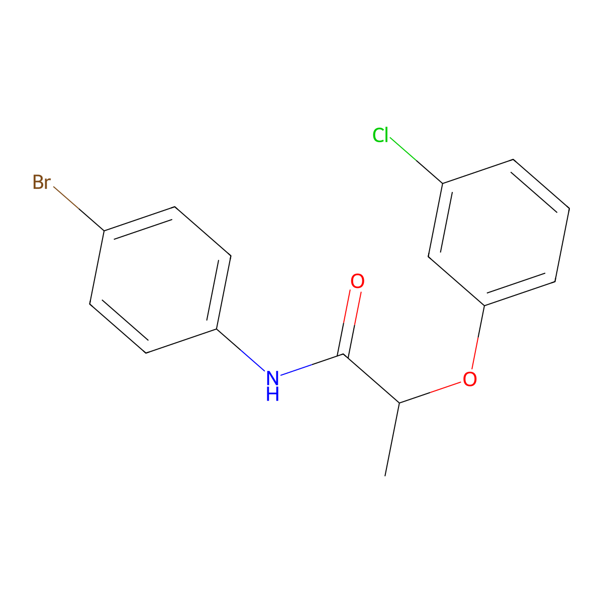 N-(4-bromophenyl)-2-(3-chlorophenoxy)propanamide molecular structure, CAS 353768-43-1