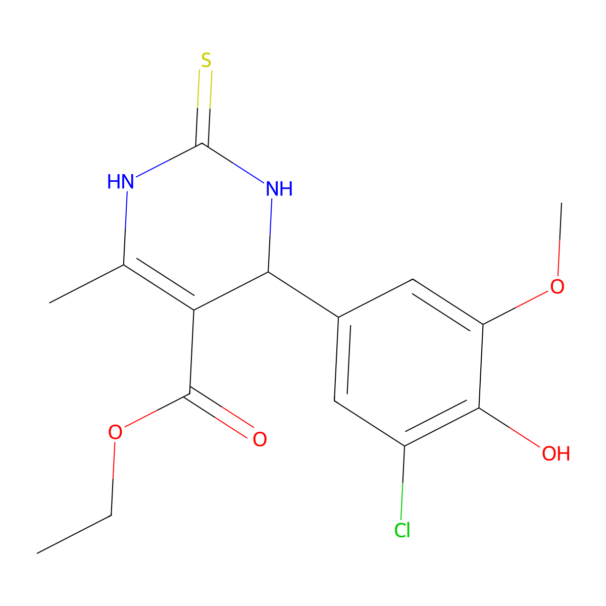 Ethyl 4-(3-chloro-4-hydroxy-5-methoxyphenyl)-6-methyl-2-thioxo-1,2,3,4-tetrahydro-5-pyrimidinecarboxylate molecular structure, CAS 353768-54-4