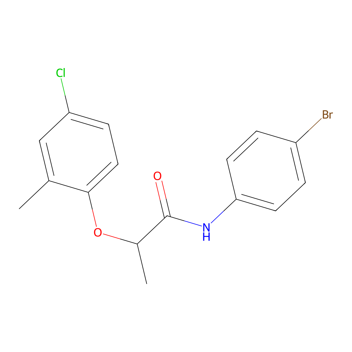 N-(4-bromophenyl)-2-(4-chloro-2-methylphenoxy)propanamide molecular structure, CAS 353768-55-5