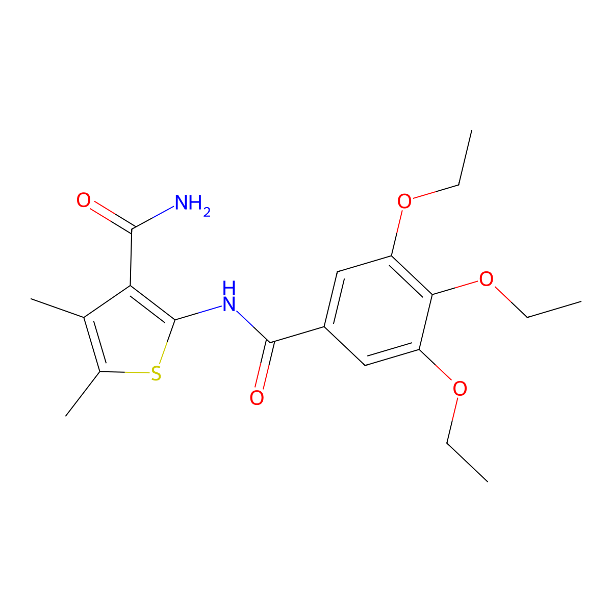 4,5-Dimethyl-2-[(3,4,5-triethoxybenzoyl)amino]thiophene-3-carboxamide molecular structure, CAS 353768-87-3