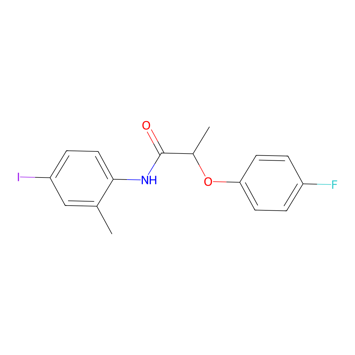 2-(4-fluorophenoxy)-N-(4-iodo-2-methylphenyl)propanamide molecular structure, CAS 353768-89-5