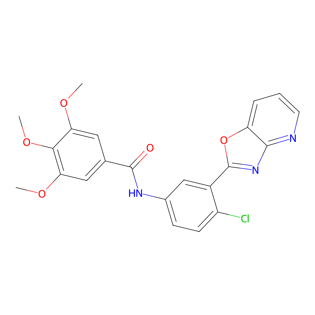 N-[4-chloro-3-([1,3]oxazolo[4,5-b]pyridin-2-yl)phenyl]-3,4,5-trimethoxybenzamide molecular structure, CAS 353768-92-0