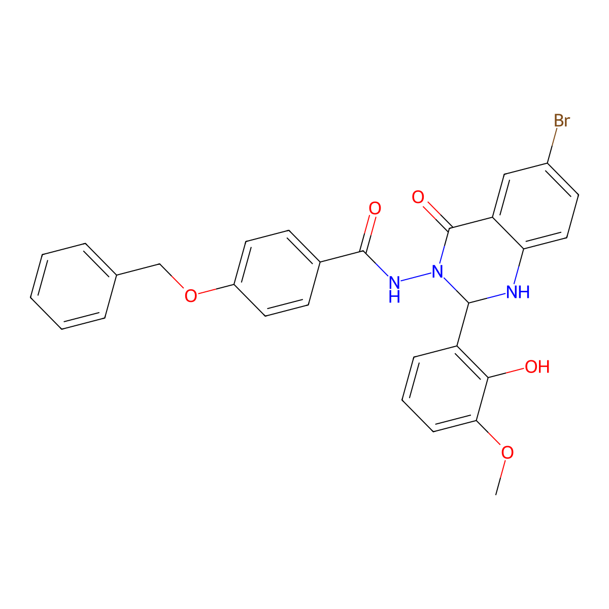 4-(benzyloxy)-N-(6-bromo-2-(2-hydroxy-3-methoxyphenyl)-4-oxo-1,4-dihydro-3(2H)-quinazolinyl)benzamide molecular structure, CAS 353768-98-6