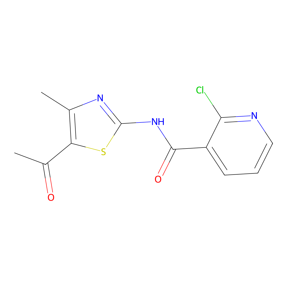 N-(5-acetyl-4-methyl-1,3-thiazol-2-yl)-2-chloronicotinamide molecular structure, CAS 353769-09-2