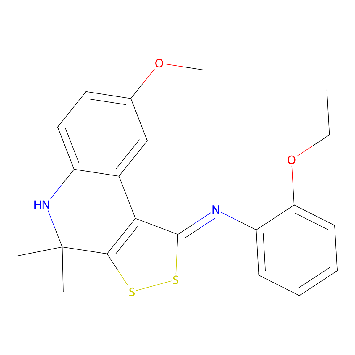 2-ethoxy-N-(8-methoxy-4,4-dimethyl-4,5-dihydro-1H-[1,2]dithiolo[3,4-c]quinolin-1-ylidene)aniline molecular structure, CAS 353769-45-6