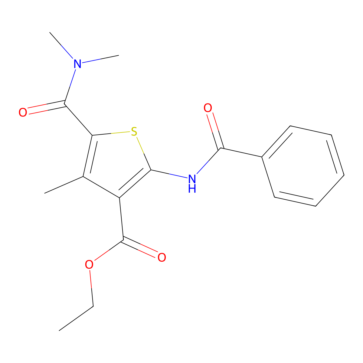 Ethyl 2-(benzoylamino)-5-[(dimethylamino)carbonyl]-4-methyl-3-thiophenecarboxylate molecular structure, CAS 353769-66-1