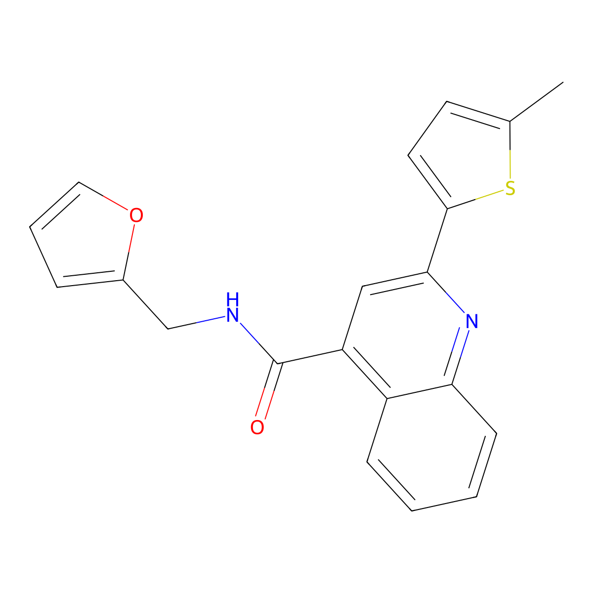 N-(furan-2-ylmethyl)-2-(5-methylthiophen-2-yl)quinoline-4-carboxamide molecular structure, CAS 353770-08-8