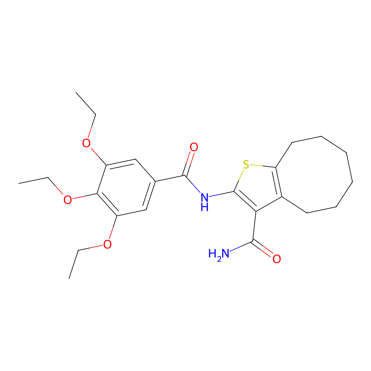 2-[(3,4,5-Triethoxybenzoyl)amino]-4,5,6,7,8,9-hexahydrocycloocta[b]thiophene-3-carboxamide molecular structure, CAS 353770-61-3