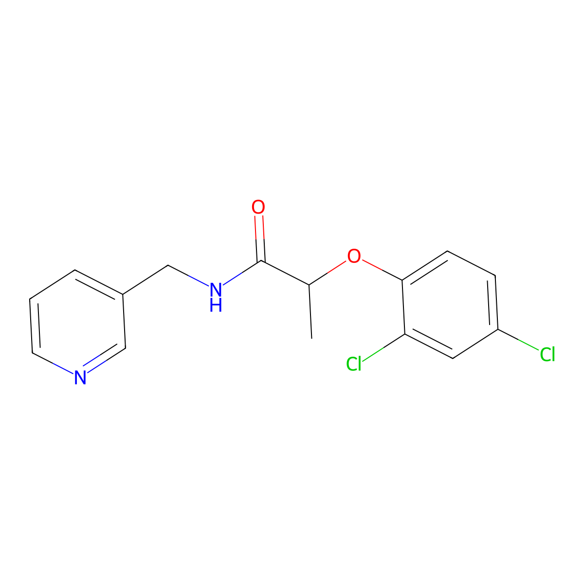 2-(2,4-dichlorophenoxy)-N-(pyridin-3-ylmethyl)propanamide molecular structure, CAS 353770-71-5