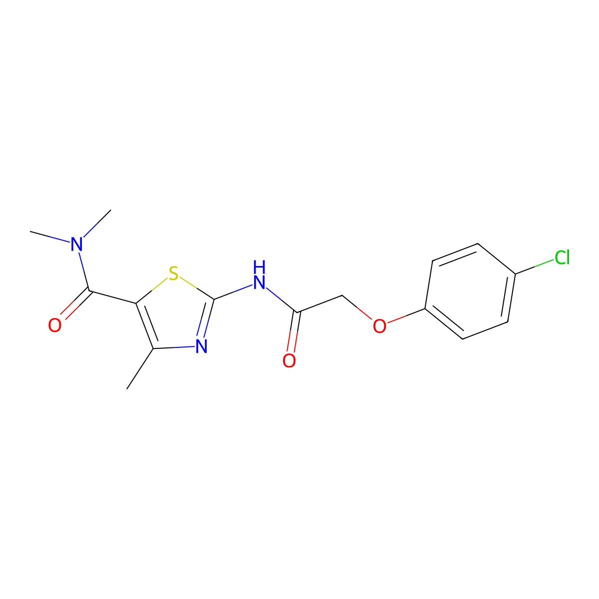 2-{[(4-chlorophenoxy)acetyl]amino}-N,N,4-trimethyl-1,3-thiazole-5-carboxamide molecular structure, CAS 353770-81-7