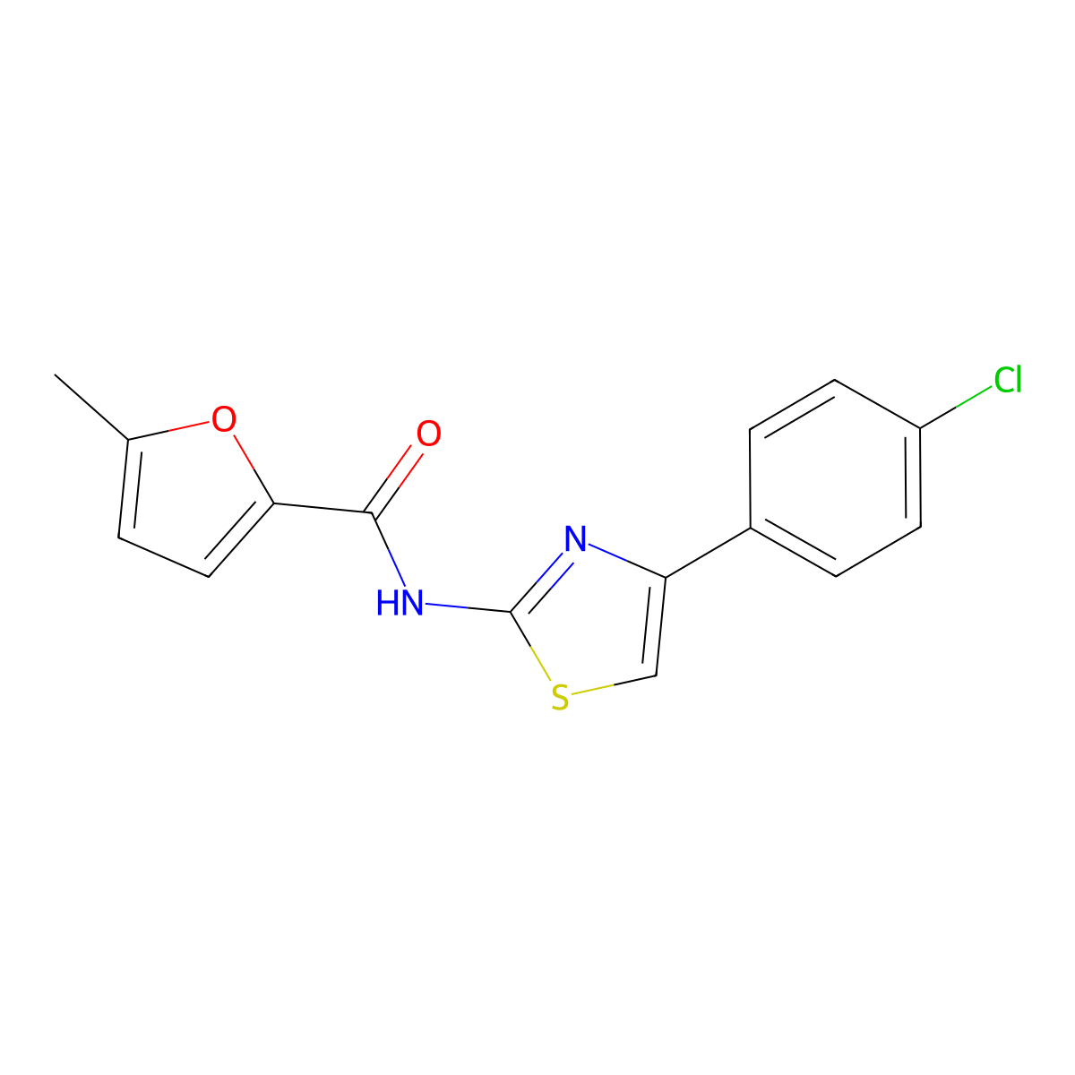 N-[4-(4-chlorophenyl)-1,3-thiazol-2-yl]-5-methylfuran-2-carboxamide molecular structure, CAS 353770-84-0