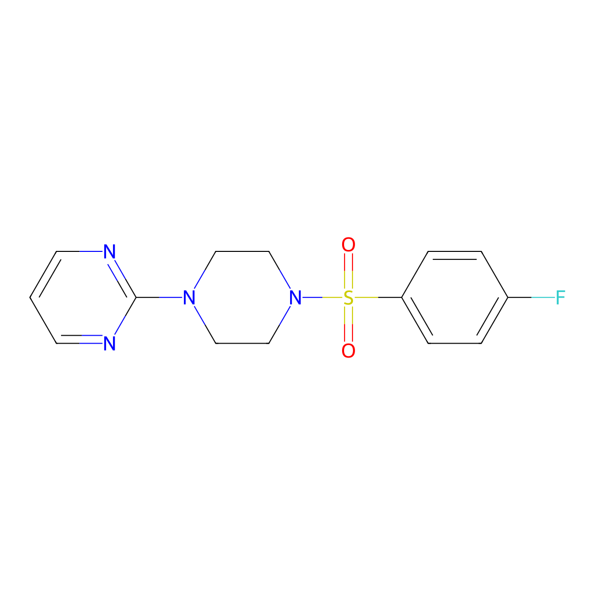 2-(4-((4-Fluorophenyl)sulfonyl)piperazin-1-yl)pyrimidine molecular structure, CAS 353771-38-7