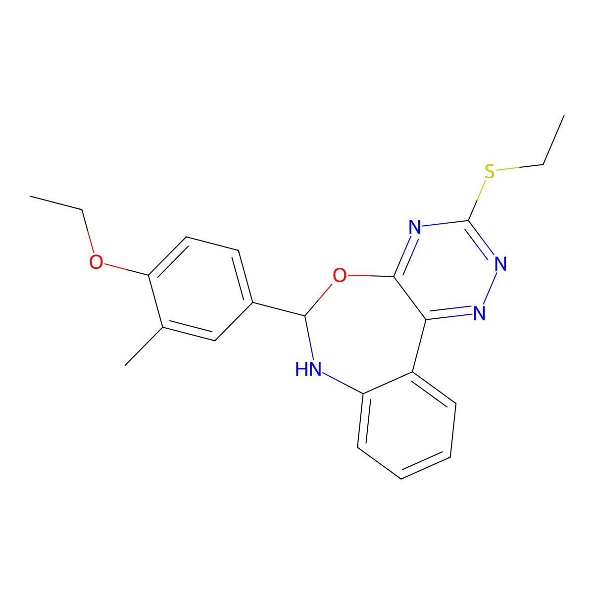 6-(4-Ethoxy-3-methylphenyl)-3-(ethylsulfanyl)-6,7-dihydro[1,2,4]triazino[5,6-d][3,1]benzoxazepine molecular structure, CAS 353771-56-9