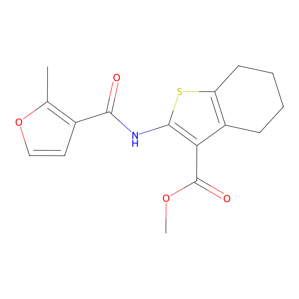 Methyl 2-[(2-methylfuran-3-carbonyl)amino]-4,5,6,7-tetrahydro-1-benzothiophene-3-carboxylate molecular structure, CAS 353771-68-3