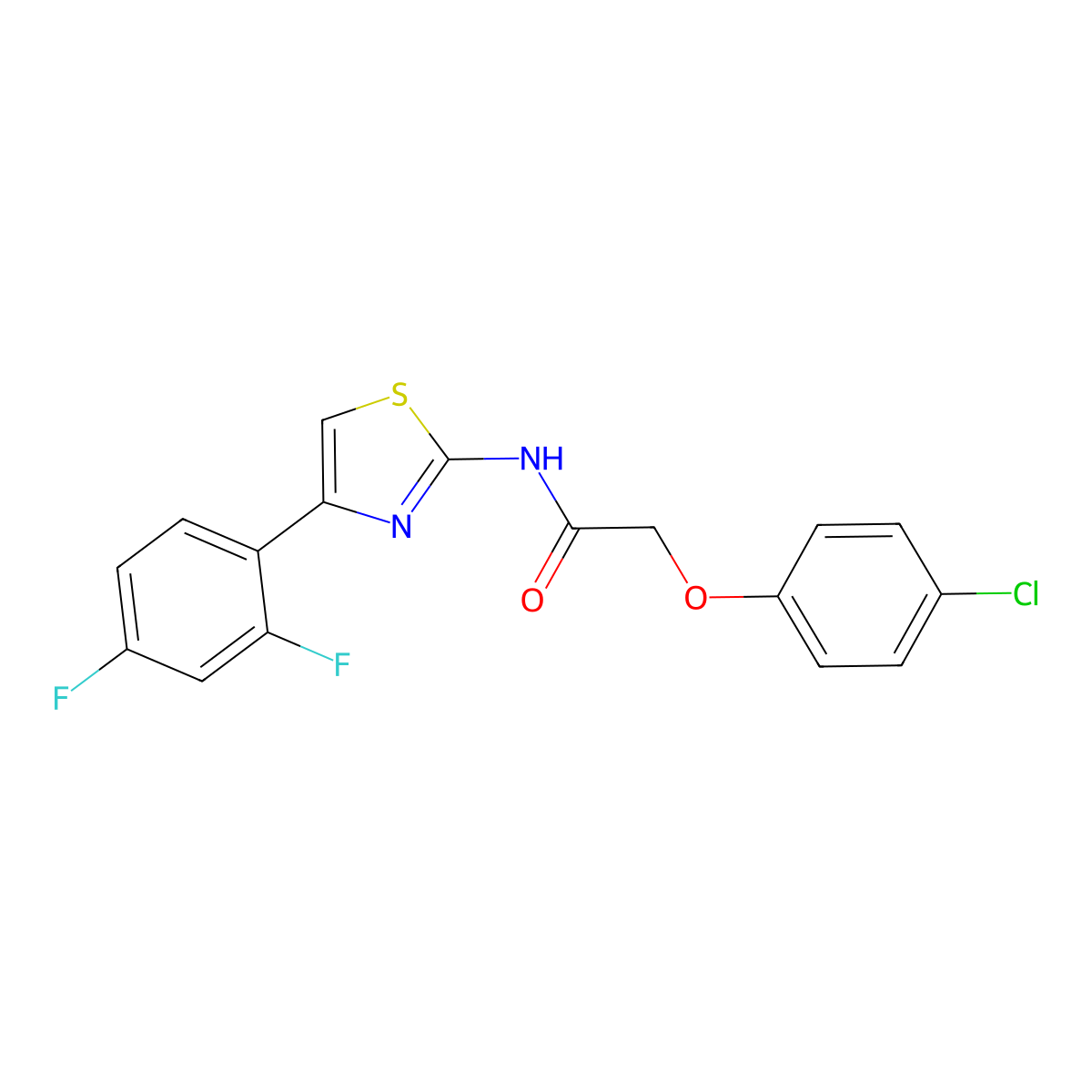 2-(4-chlorophenoxy)-N-[4-(2,4-difluorophenyl)-1,3-thiazol-2-yl]acetamide molecular structure, CAS 353771-73-0
