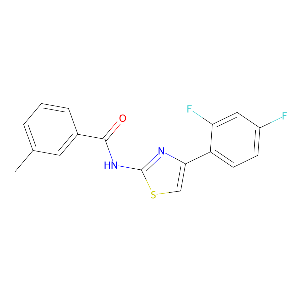 N-[4-(2,4-difluorophenyl)-1,3-thiazol-2-yl]-3-methylbenzamide molecular structure, CAS 353771-92-3