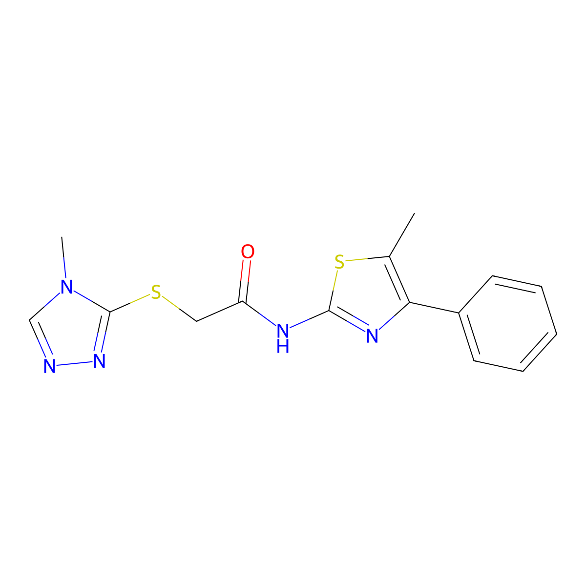 N-(5-methyl-4-phenyl-1,3-thiazol-2-yl)-2-[(4-methyl-1,2,4-triazol-3-yl)sulfanyl]acetamide molecular structure, CAS 353772-09-5