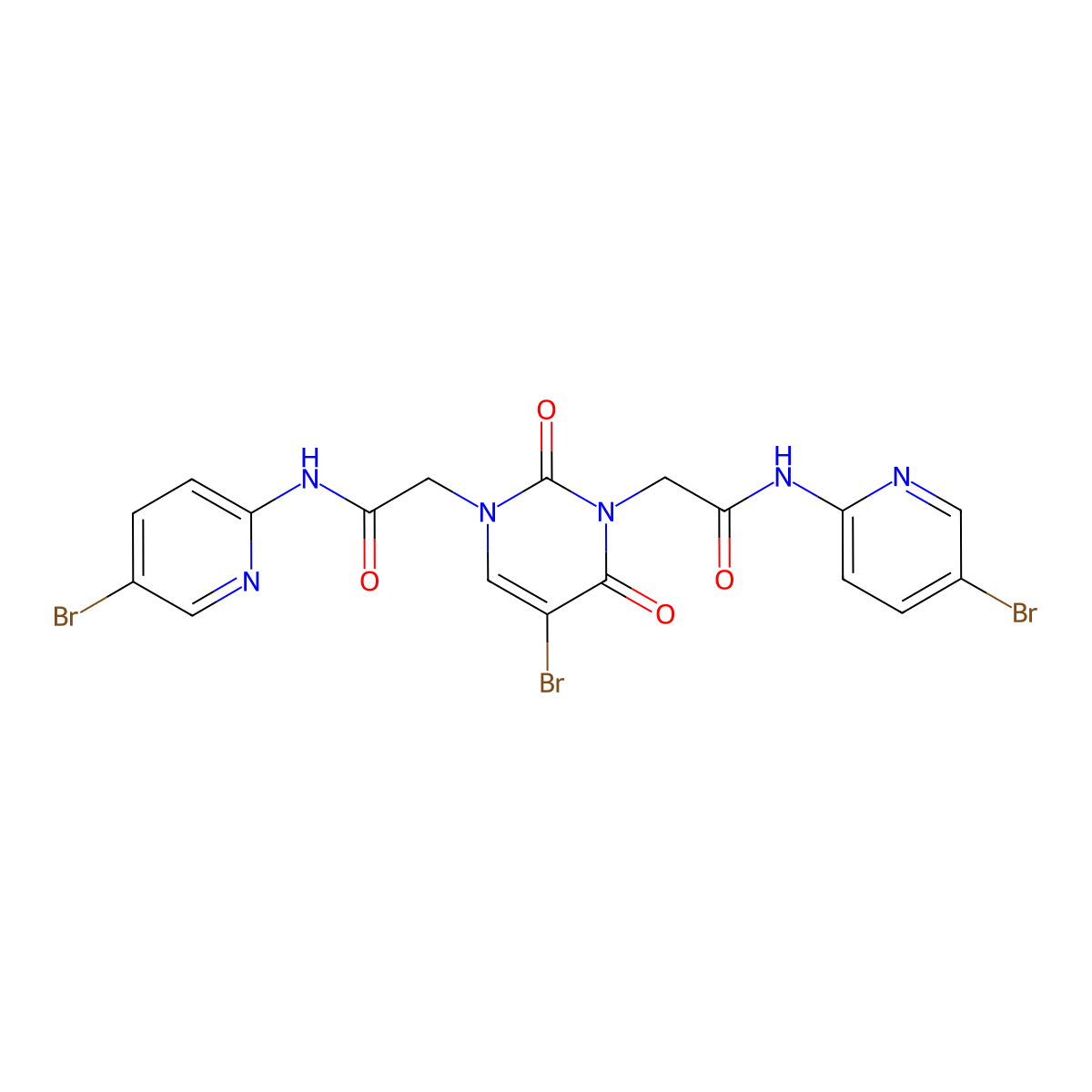 2-[5-bromo-3-[2-[(5-bromopyridin-2-yl)amino]-2-oxoethyl]-2,4-dioxopyrimidin-1-yl]-N-(5-bromopyridin-2-yl)acetamide molecular structure, CAS 353772-13-1