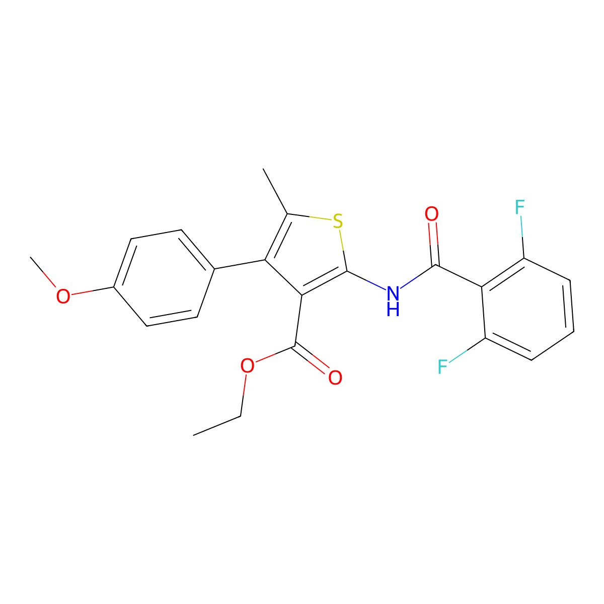 Ethyl 2-[(2,6-difluorobenzoyl)amino]-4-(4-methoxyphenyl)-5-methyl-3-thiophenecarboxylate molecular structure, CAS 353772-30-2